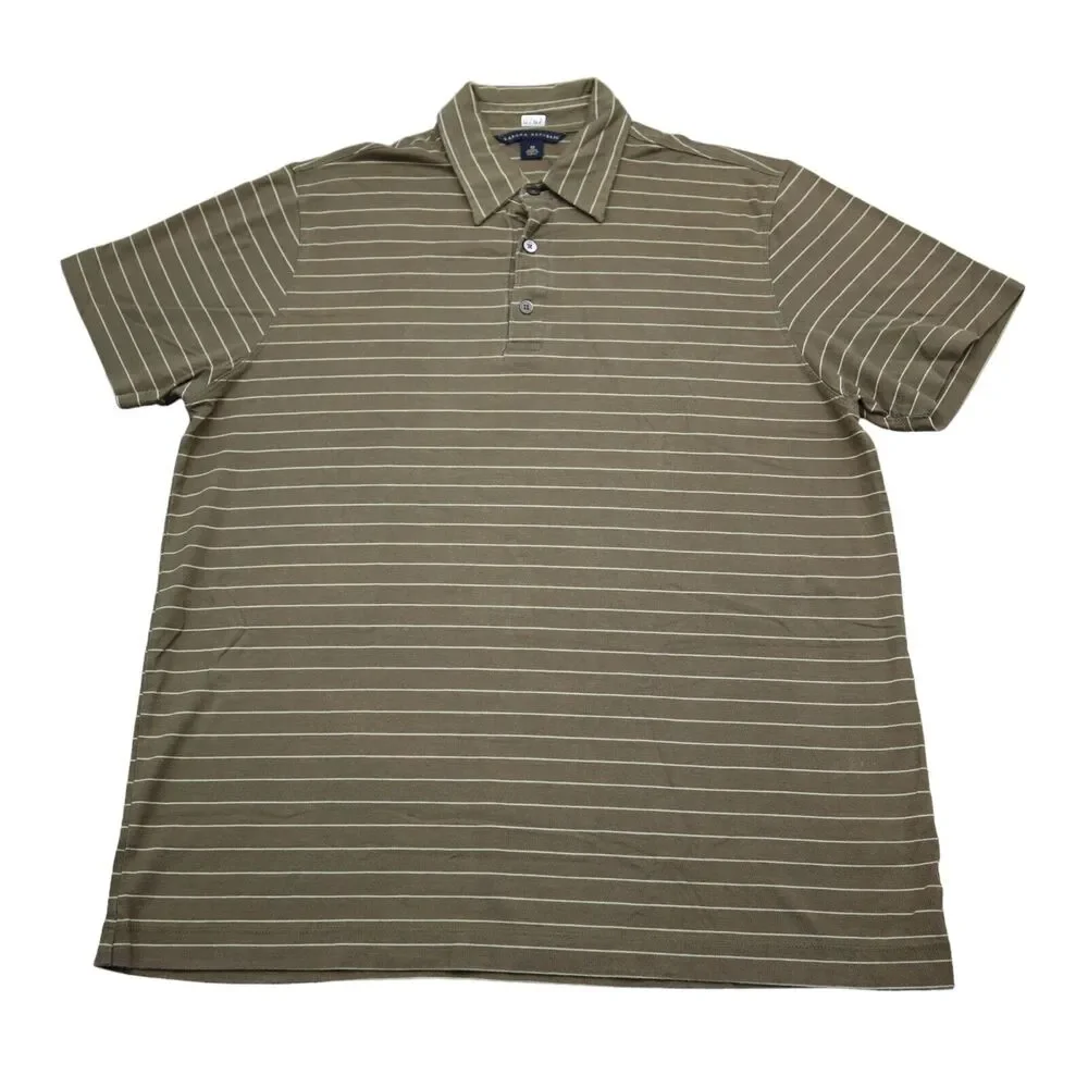Banana Republic Shirt Mens M Brown Striped Polo Short Sleeve Casual